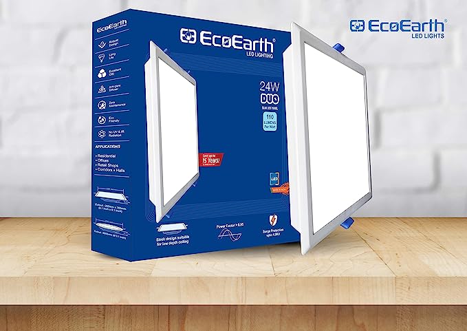 EcoEarth DUO Backlit Led Panel Square | Ceiling Downlight
