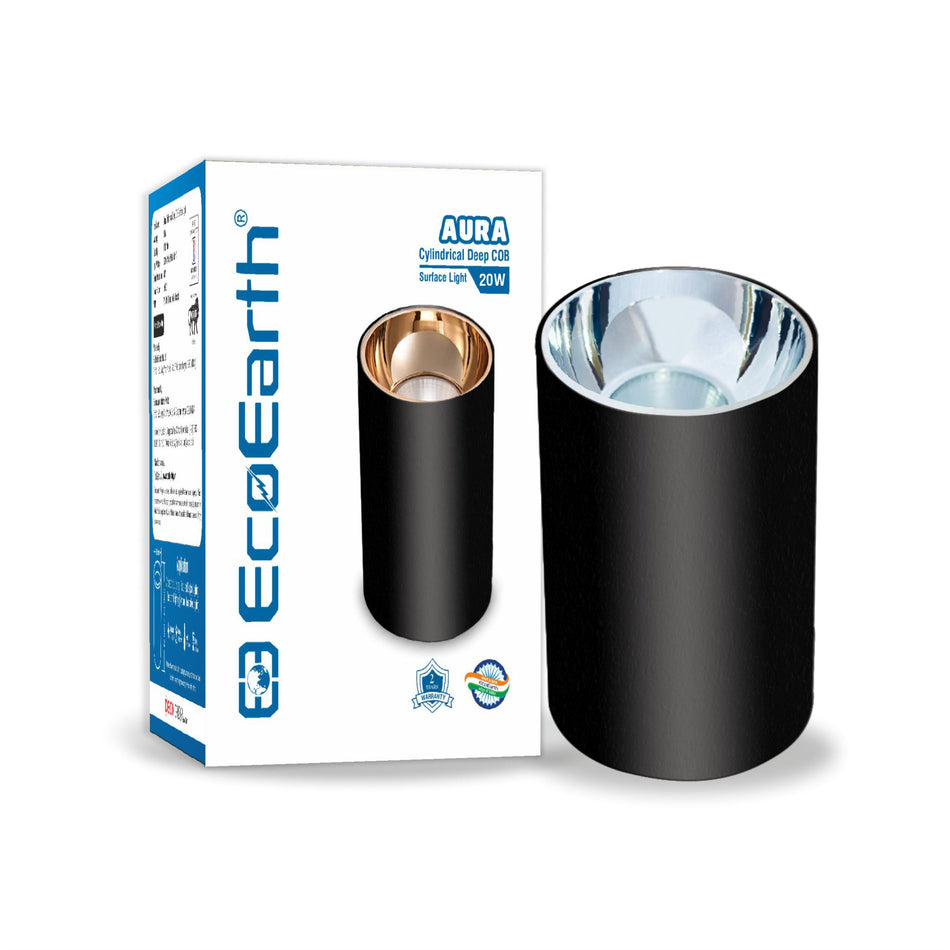 EcoEarth Aura Cylindrical Surface Light | Cylinder Light | Black Body