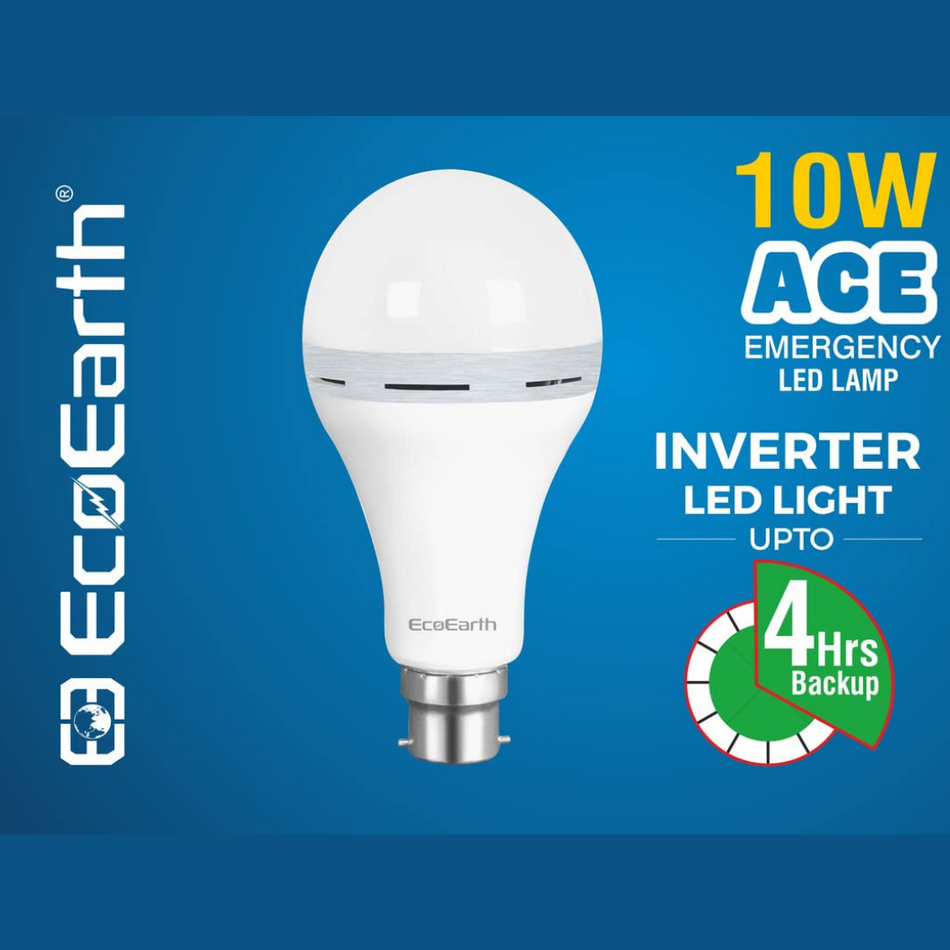 EcoEarth Ace Emergency Led Bulb, 10-Watt | Cool Day Light ( 6500K ) | Pack of 2