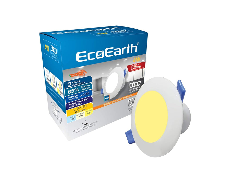 EcoEarth Bixy Deep Junction Box Light | Recessed Light | 4W | Pack of 2