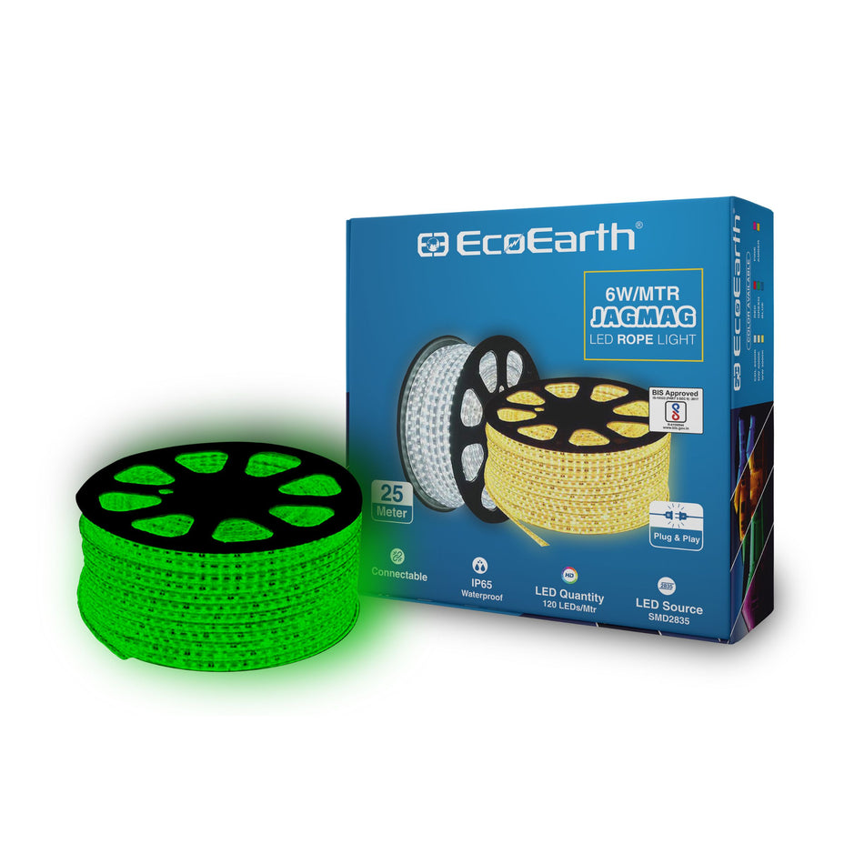 EcoEarth Jagmag Flat Rope Light With Wire & Adapter